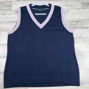 Bobby Jones Mens Size XL Silk‎ Cashmere Blue V-neck Sweater Vest Preppy Top